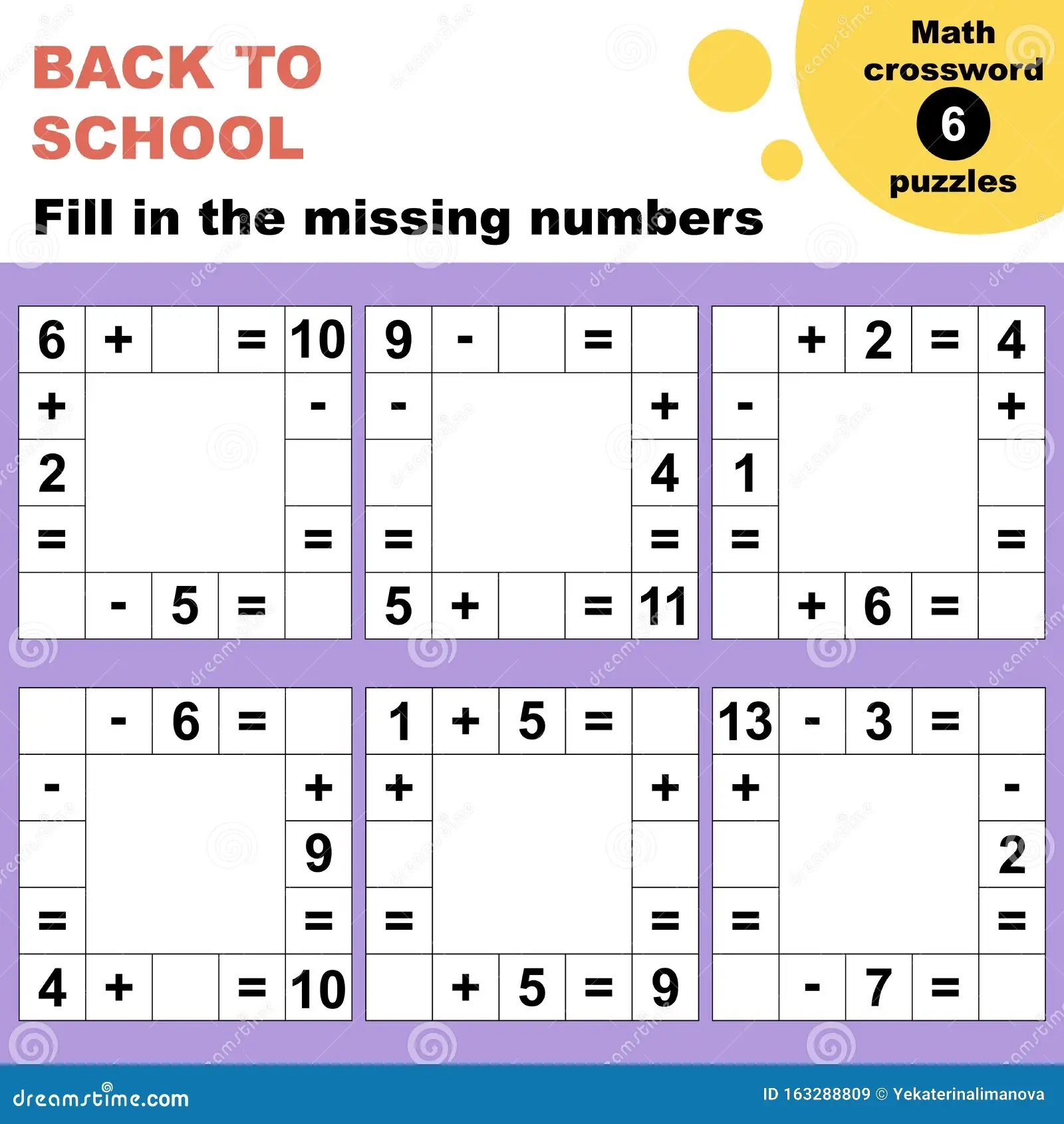 Math Crossword Puzzles Worksheet Stock Illustrations 59 Math 