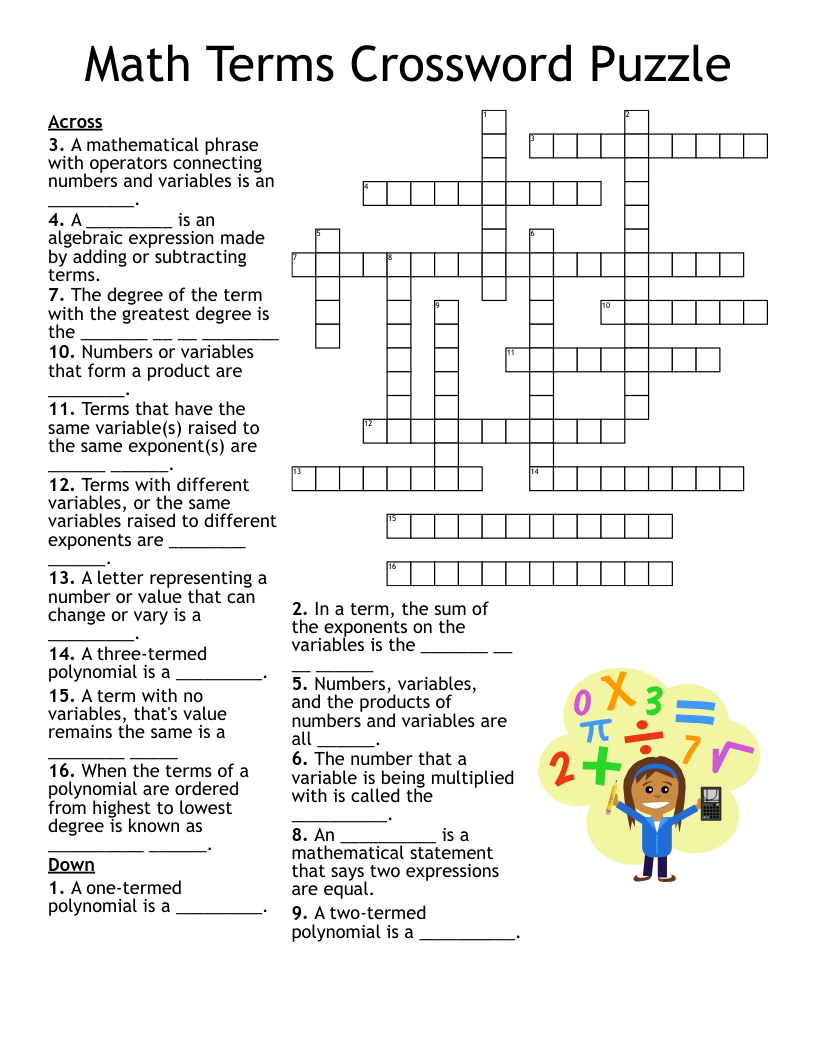 Free Online Math Crossword Puzzles