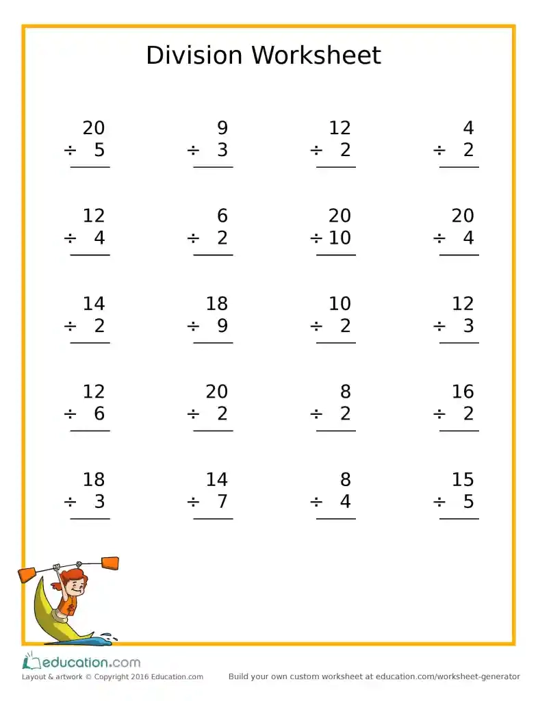 Maths Worksheet On Division