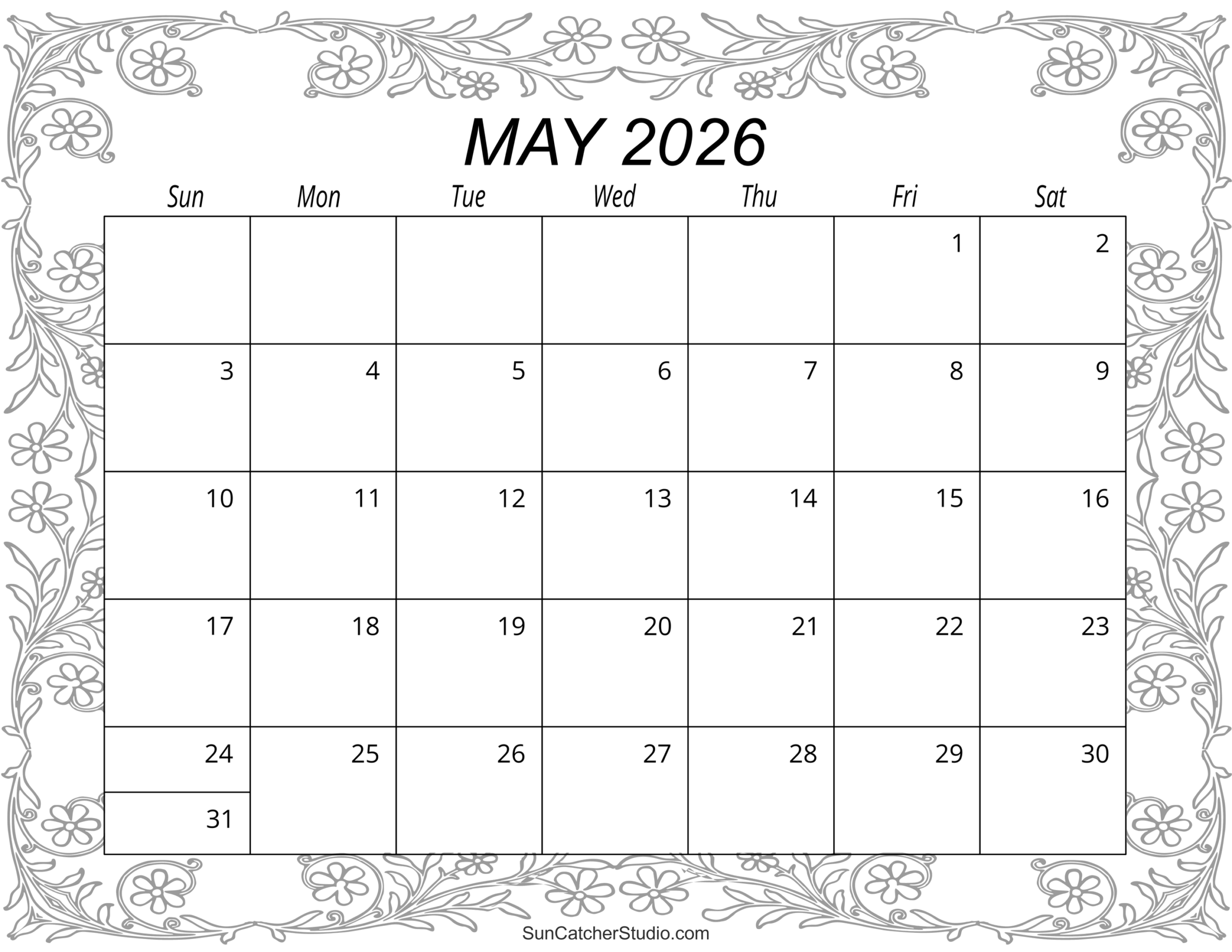 May 2026 Calendar With Holidays Printable Free