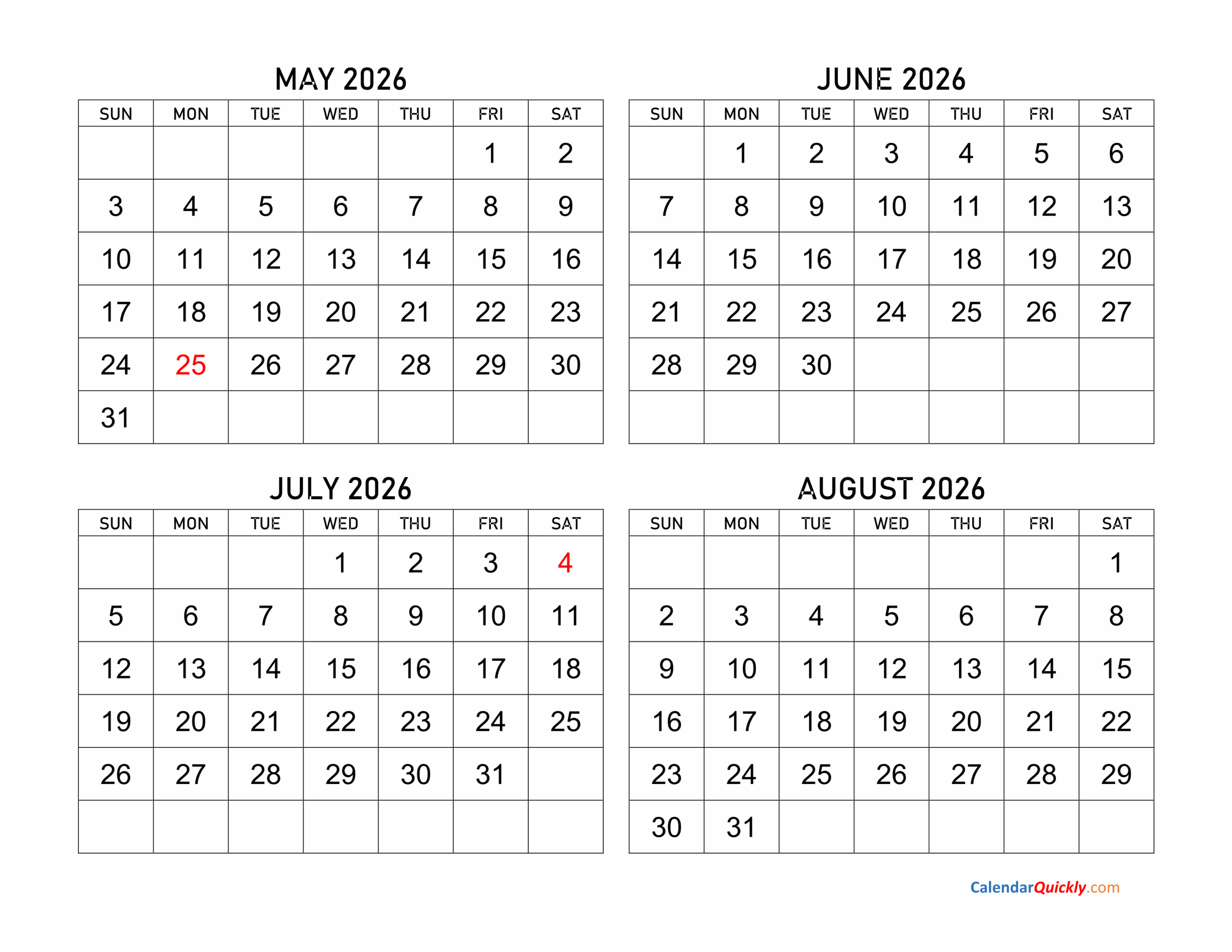Blank May And June 2026 Calendar