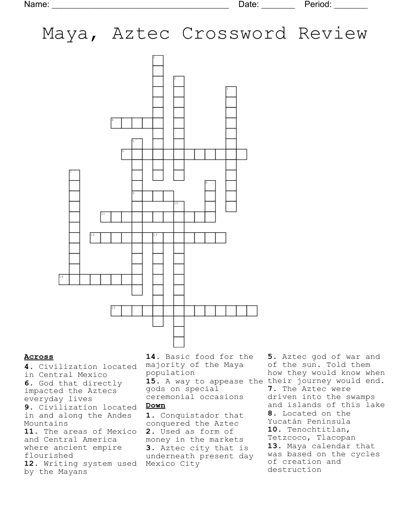 Maya Aztec Crossword Review WordMint
