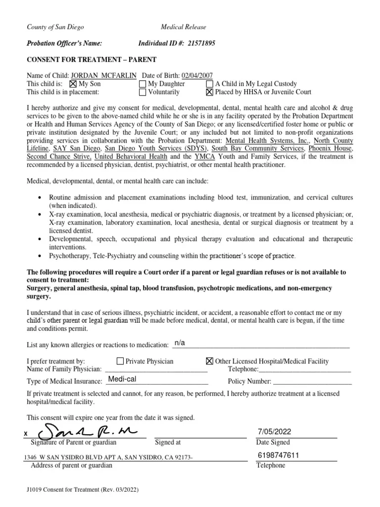 Medical Consent PDF Psychotherapy Psychiatry
