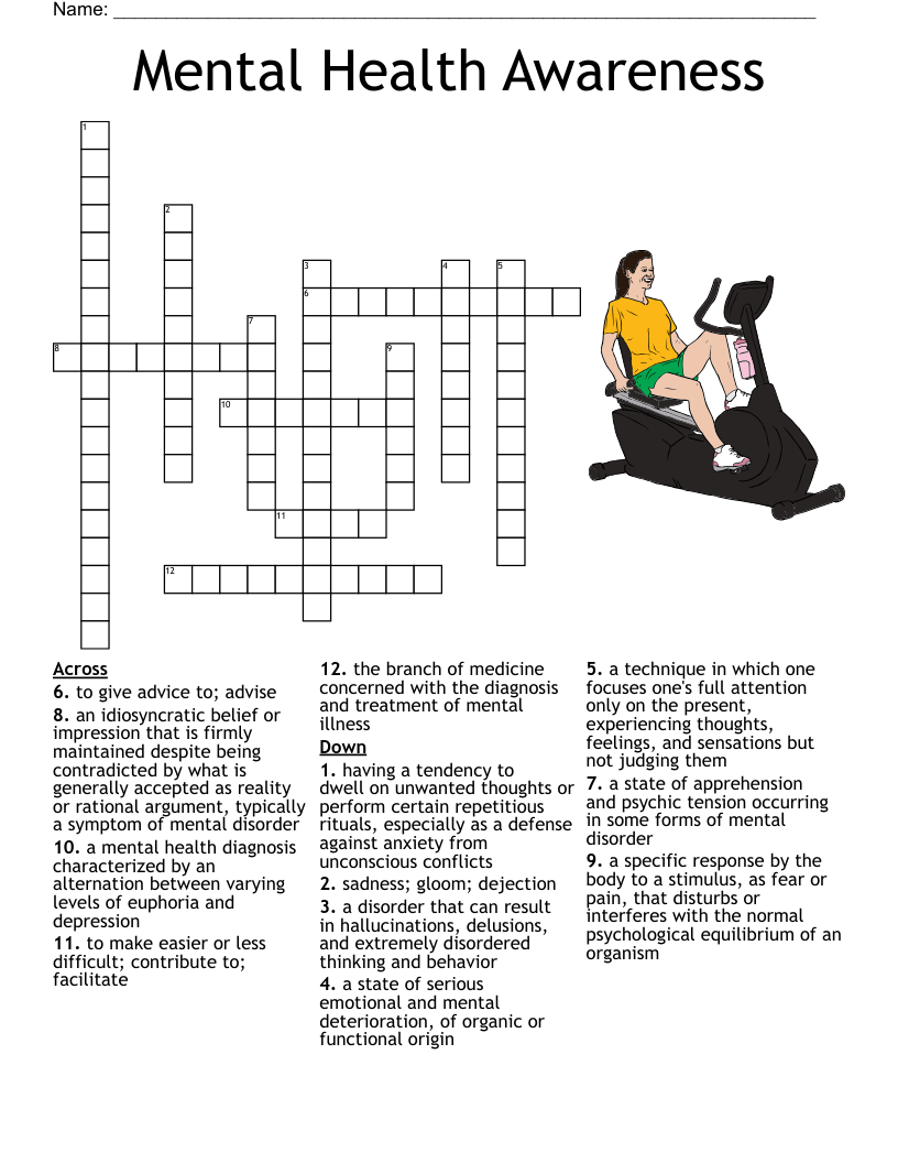 Mental Health Crossword Puzzle Printable Free