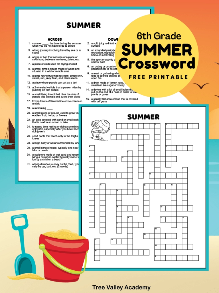 Printable Crossword For Middle School
