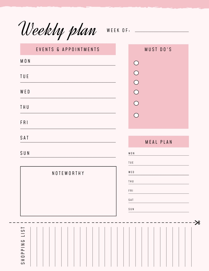 Minimalist Weekly Planner In Pink Online Planner amp Notepad 