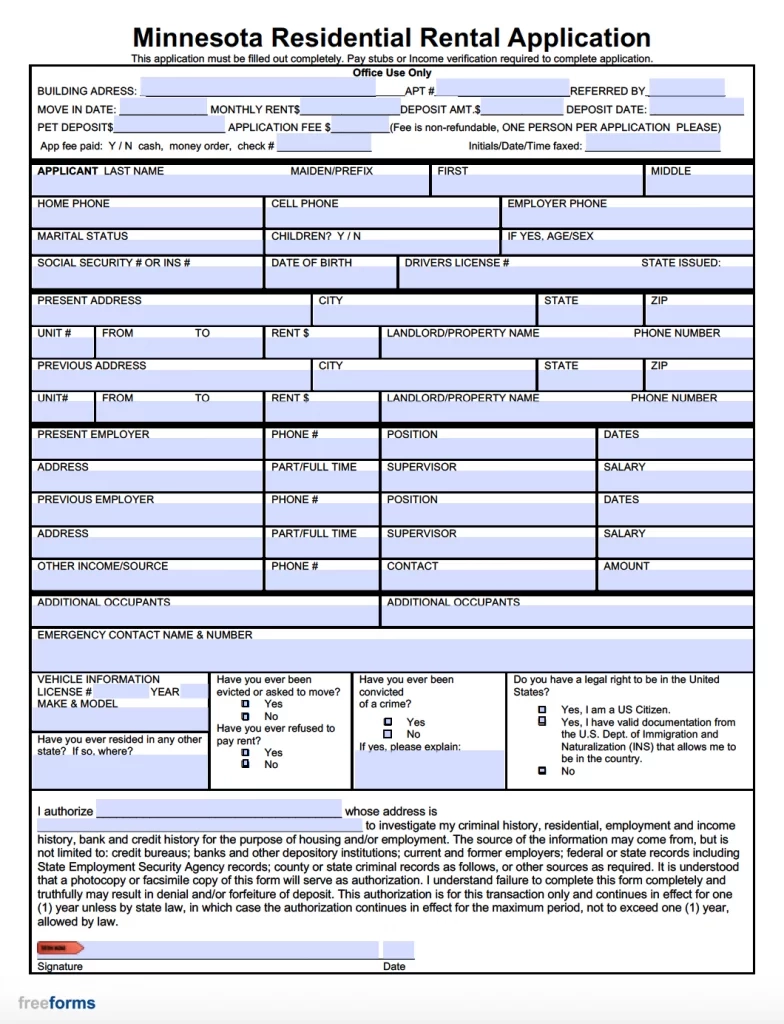 Minnesota Rental Tax Form Form