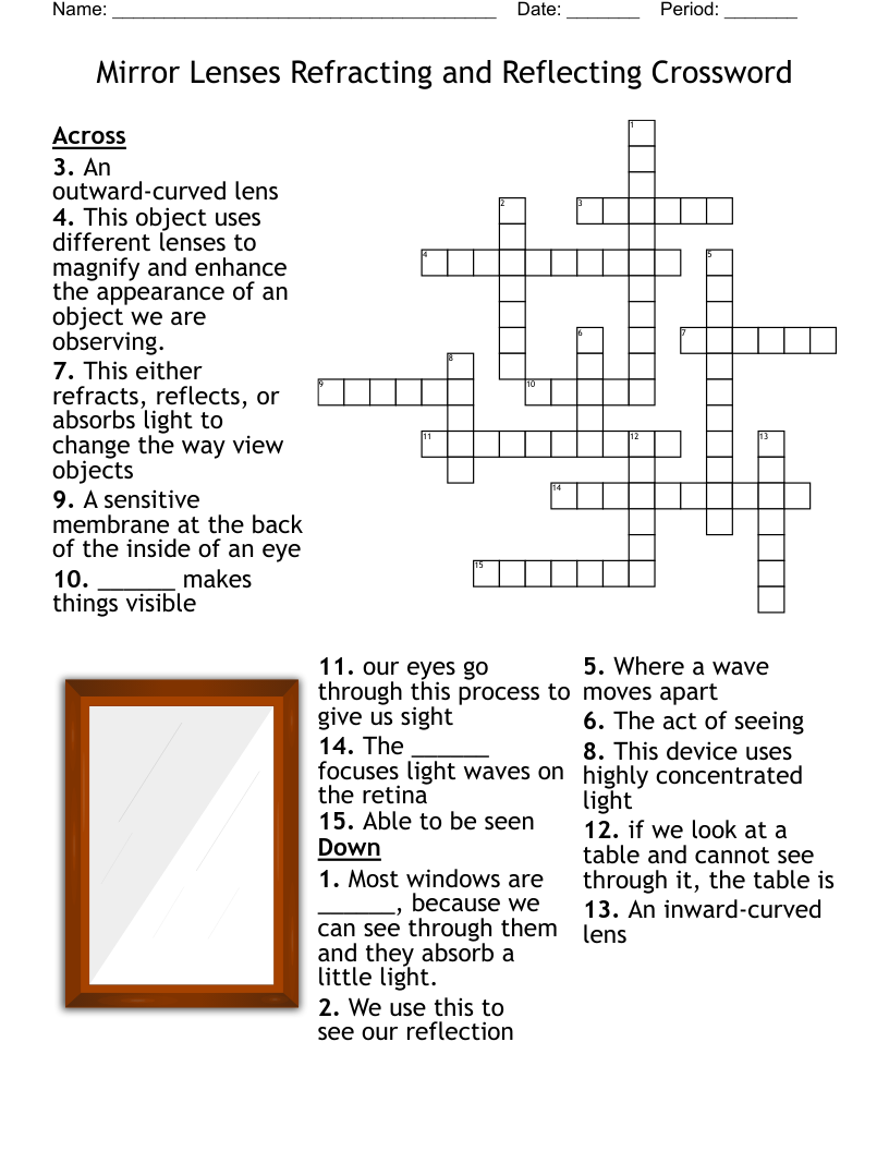 Mirror Eyes Crossword Puzzle Printable