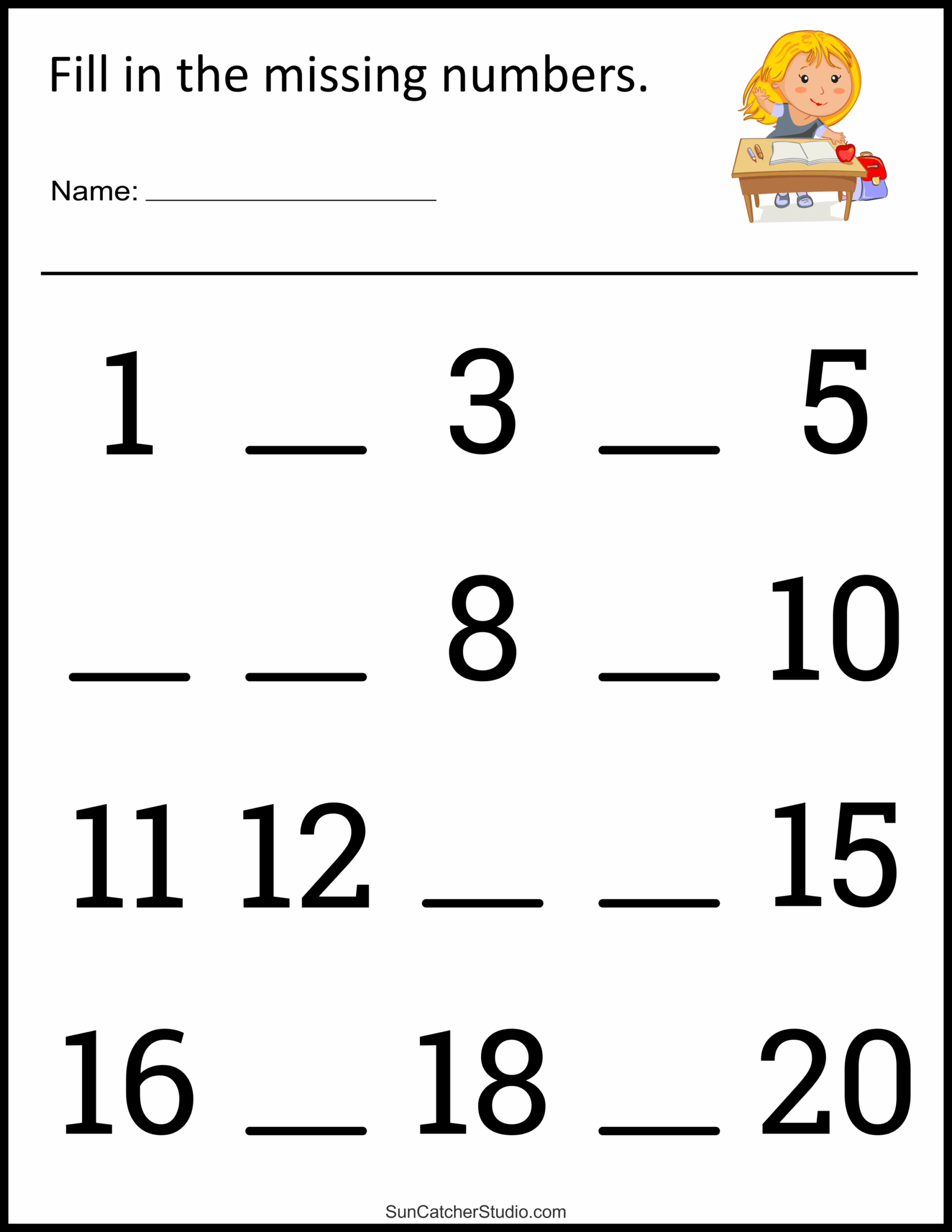 Missing Numbers Worksheets Fill In The Missing Numbers Free 