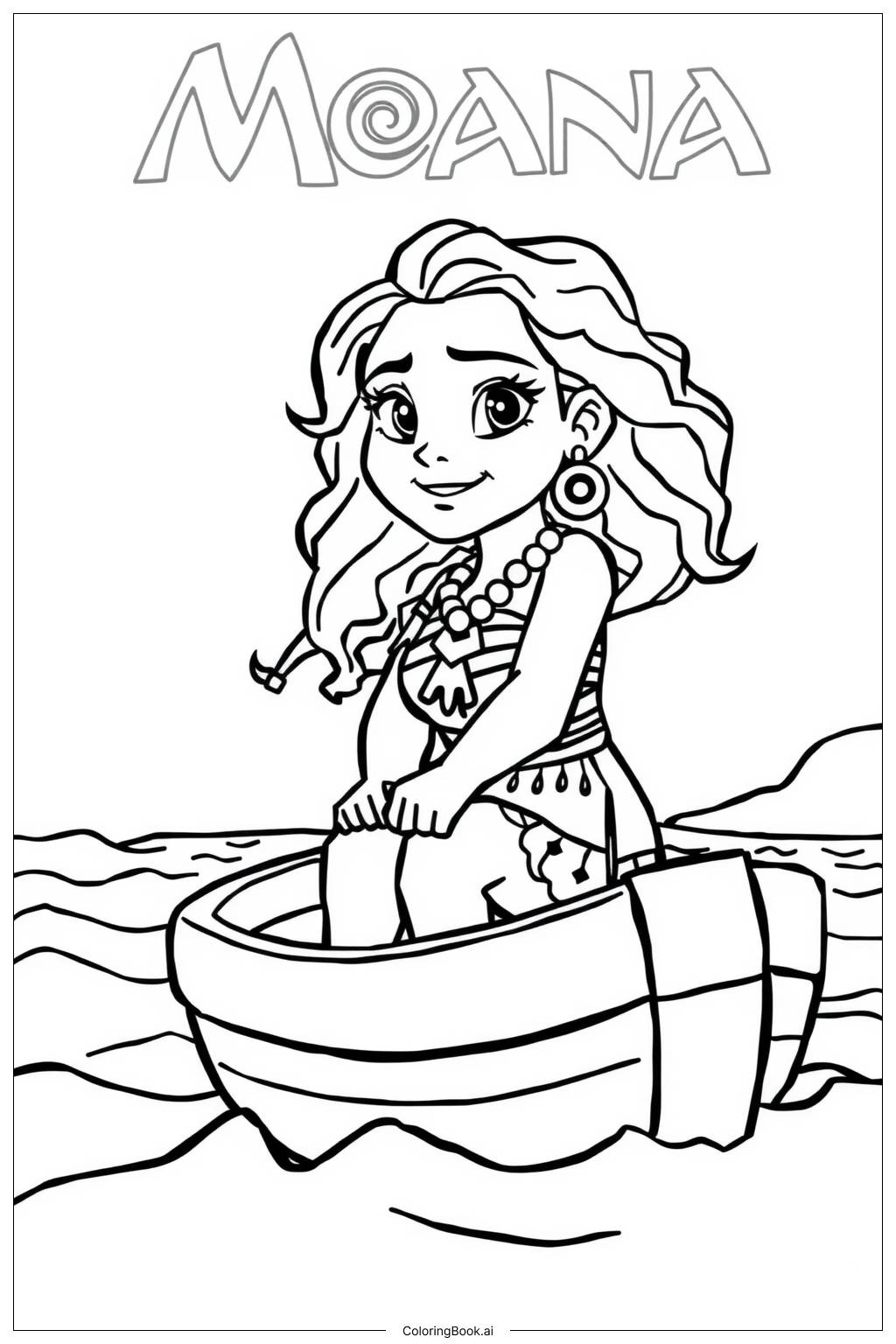 Moana Sailing On The Ocean Coloring Page Free PDF amp PNG Printable 