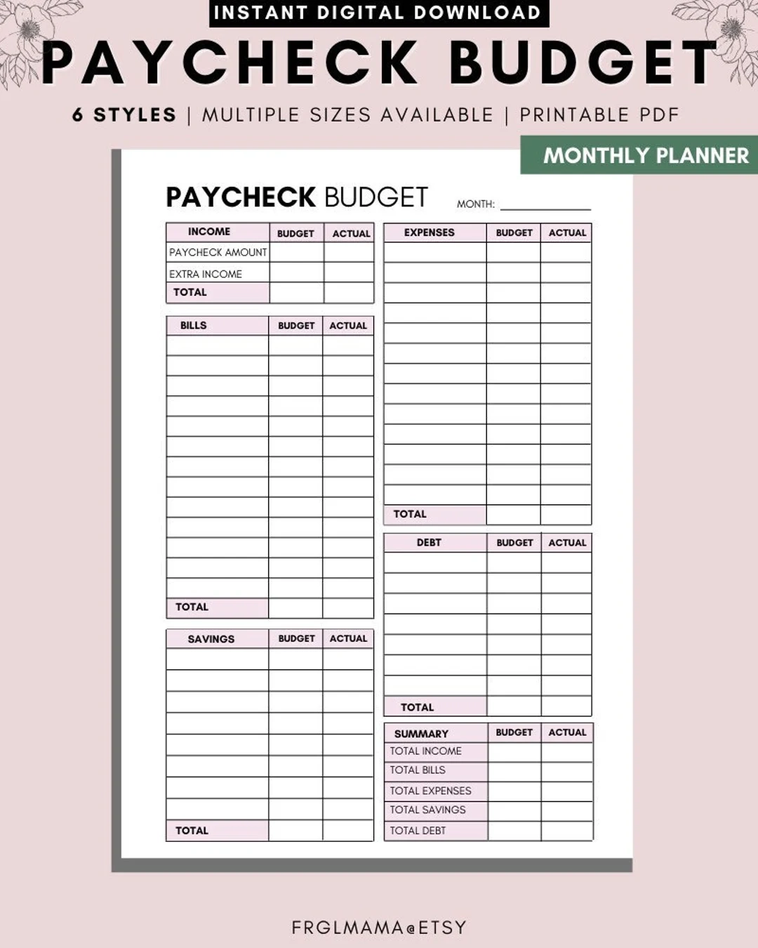 Printable Budgeting Worksheets