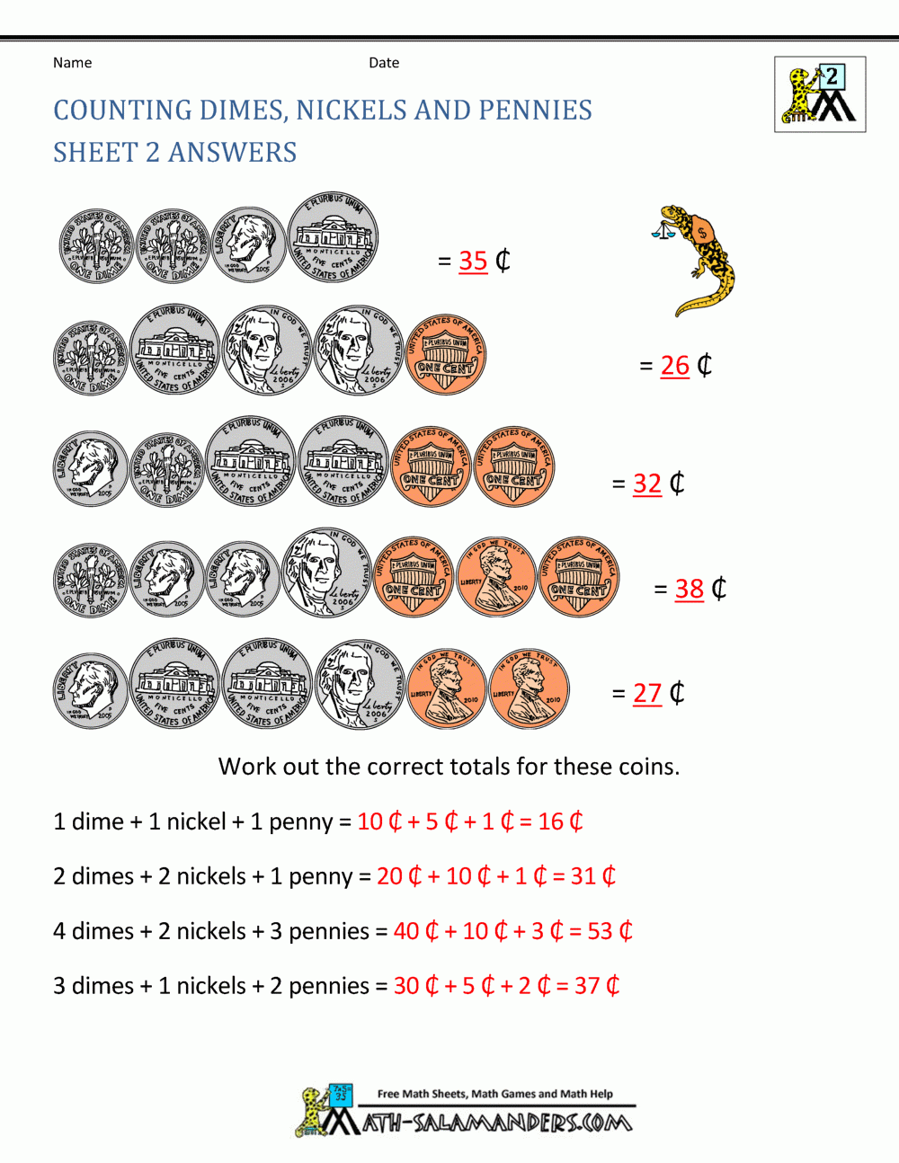 Money Worksheets For 2nd Grade