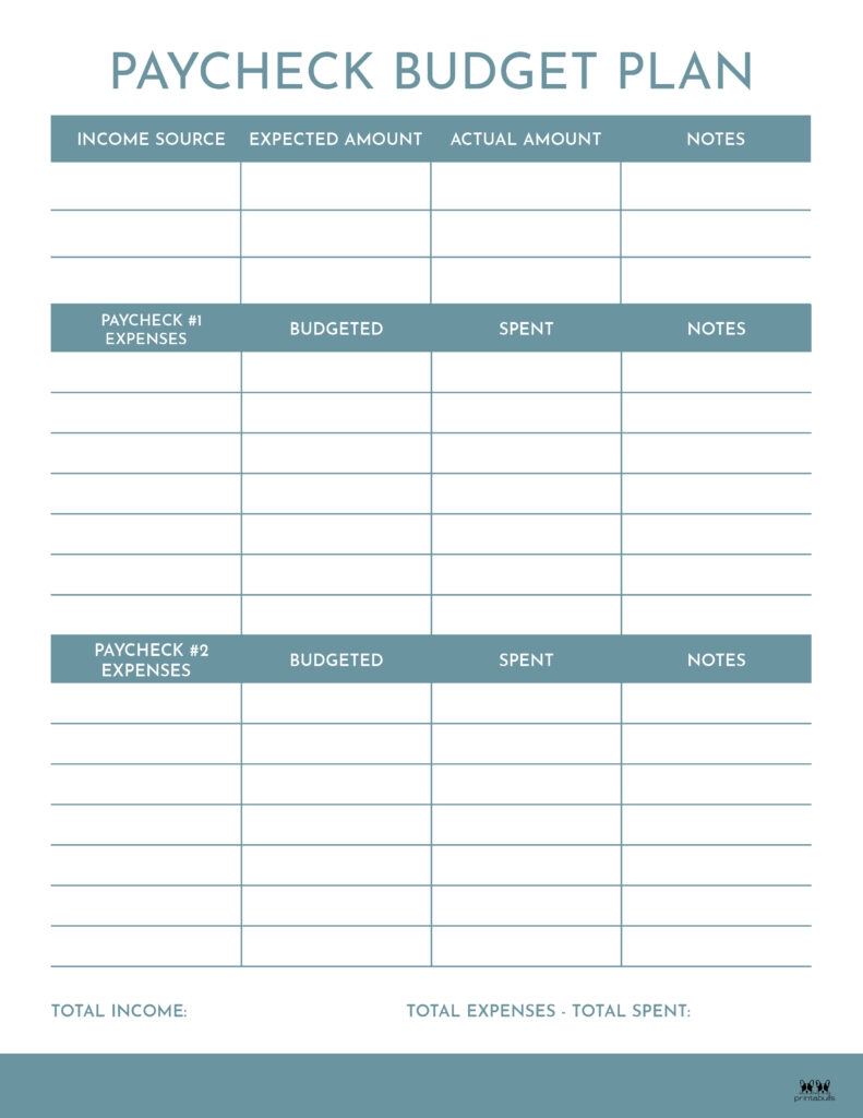 Free Printable Budget By Paycheck Template