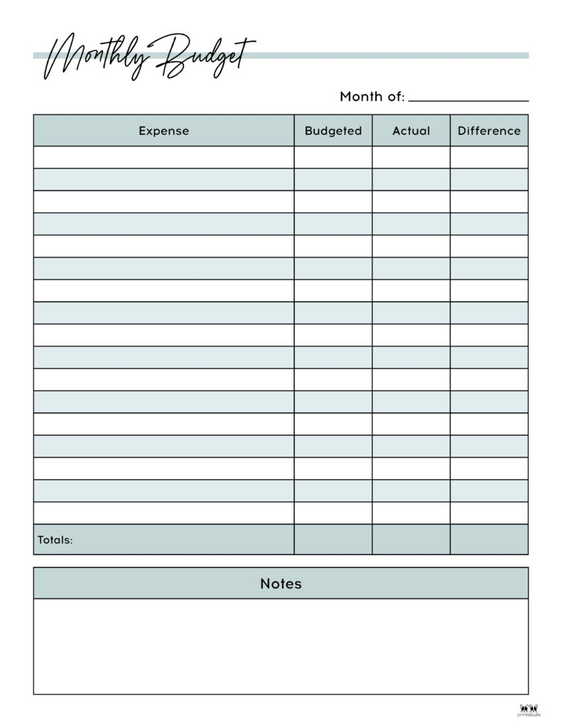 Printable Free Budget Sheet
