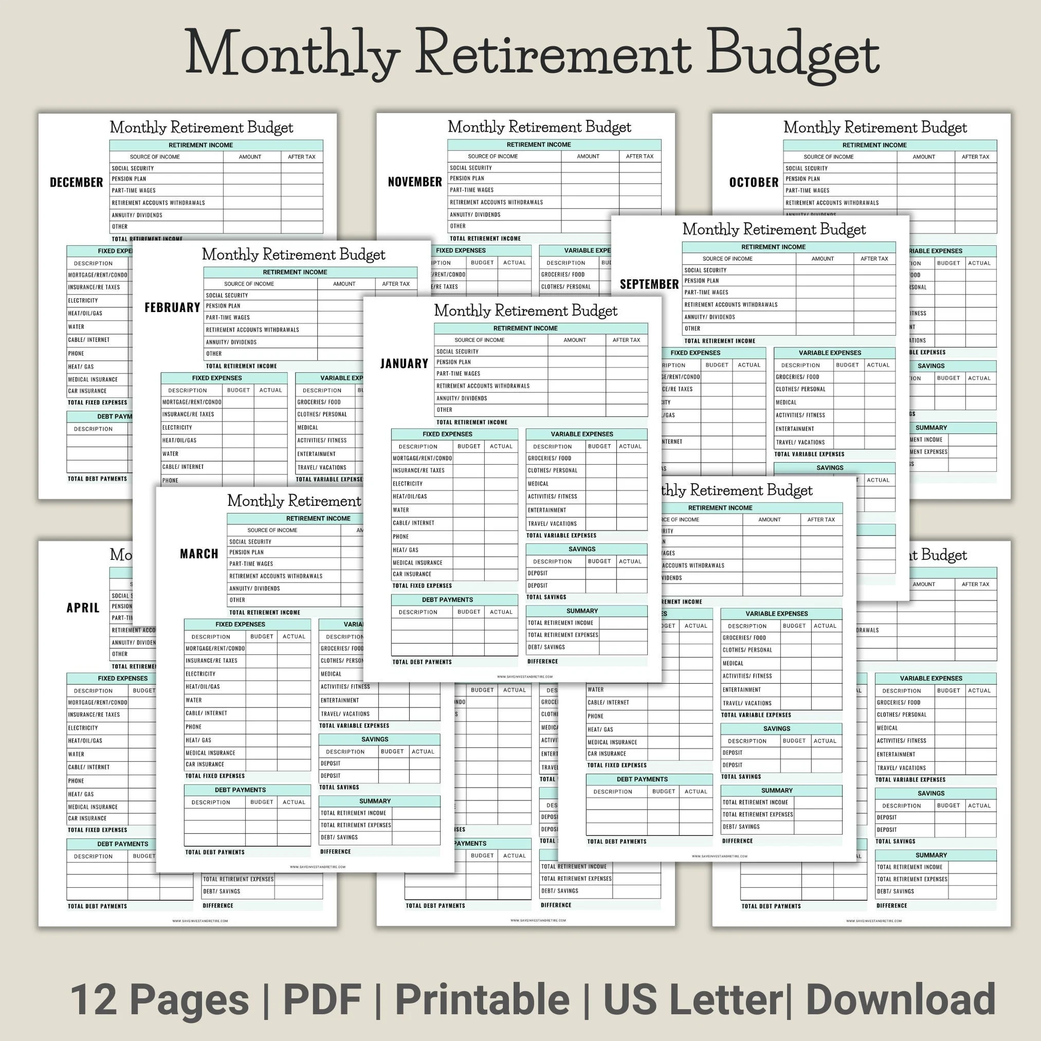 Monthly Retirement Budget Retirement Budget Retirement Planning 