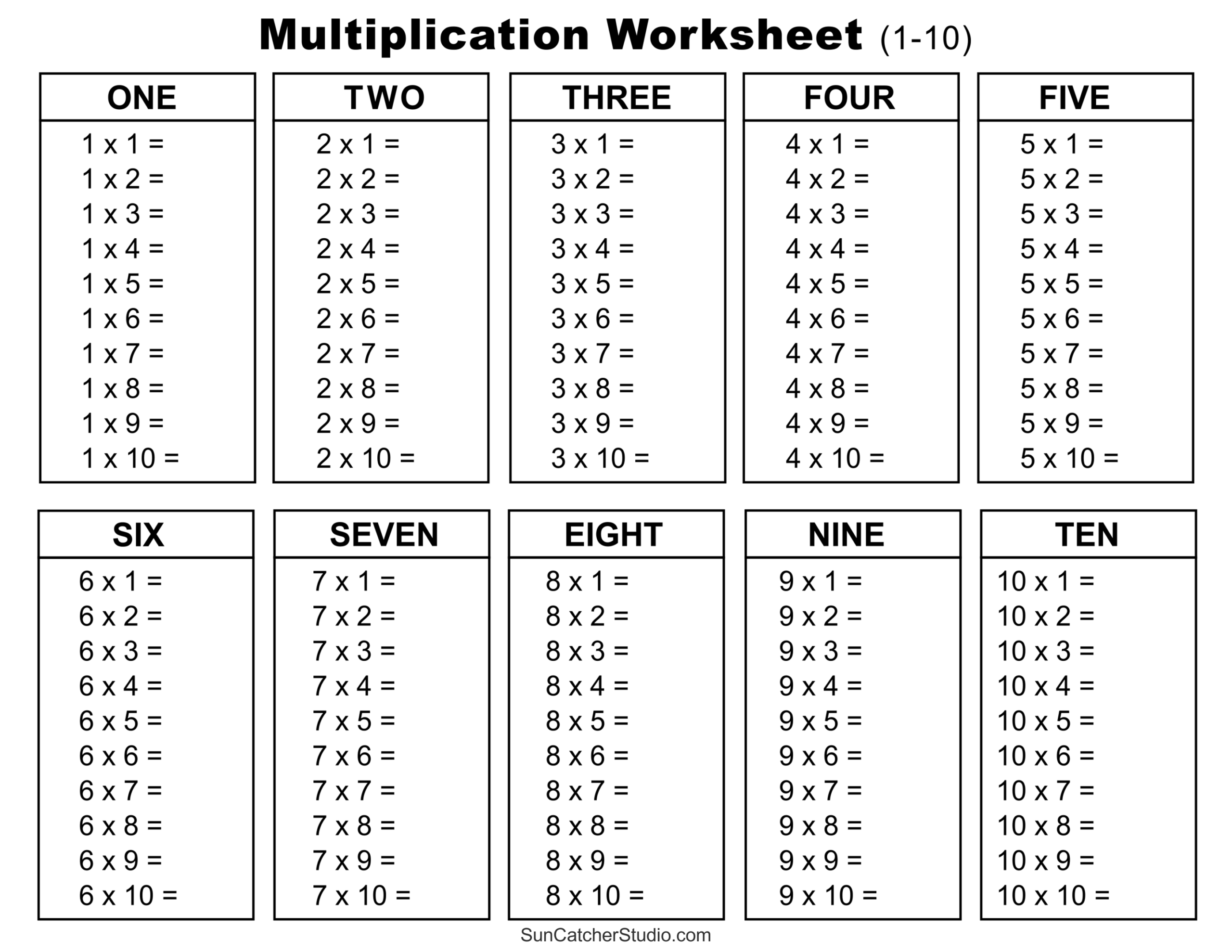 Multiplication Charts PDF Free Printable Times Tables DIY 