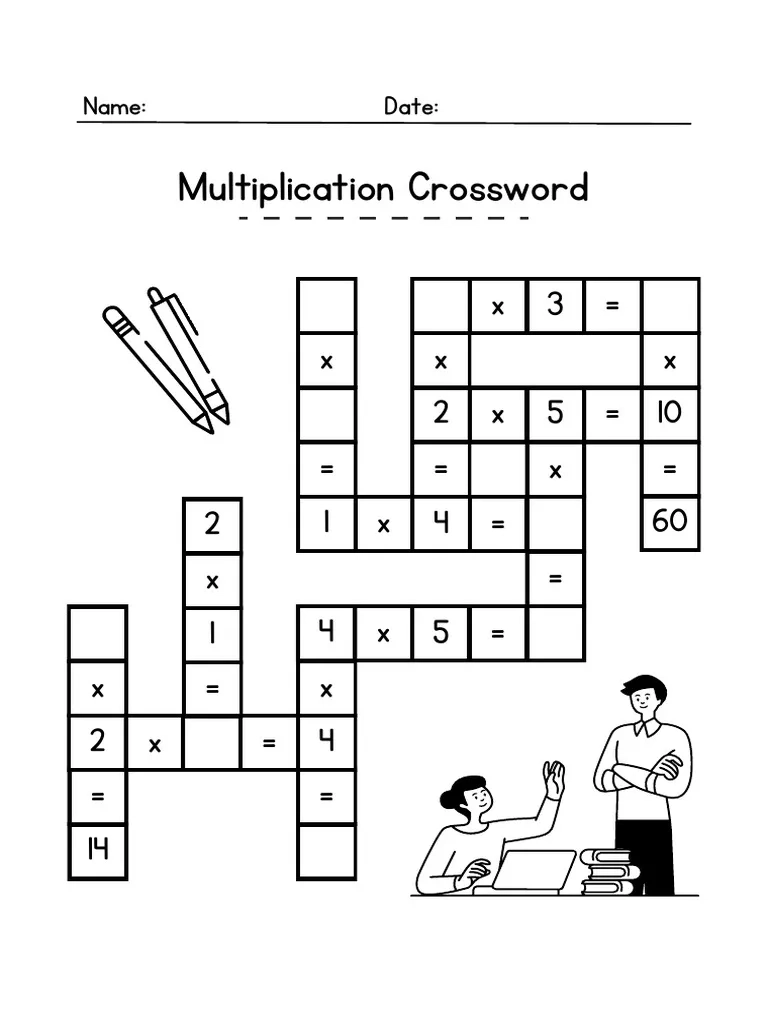 Multiplication Crossword Puzzle PDF