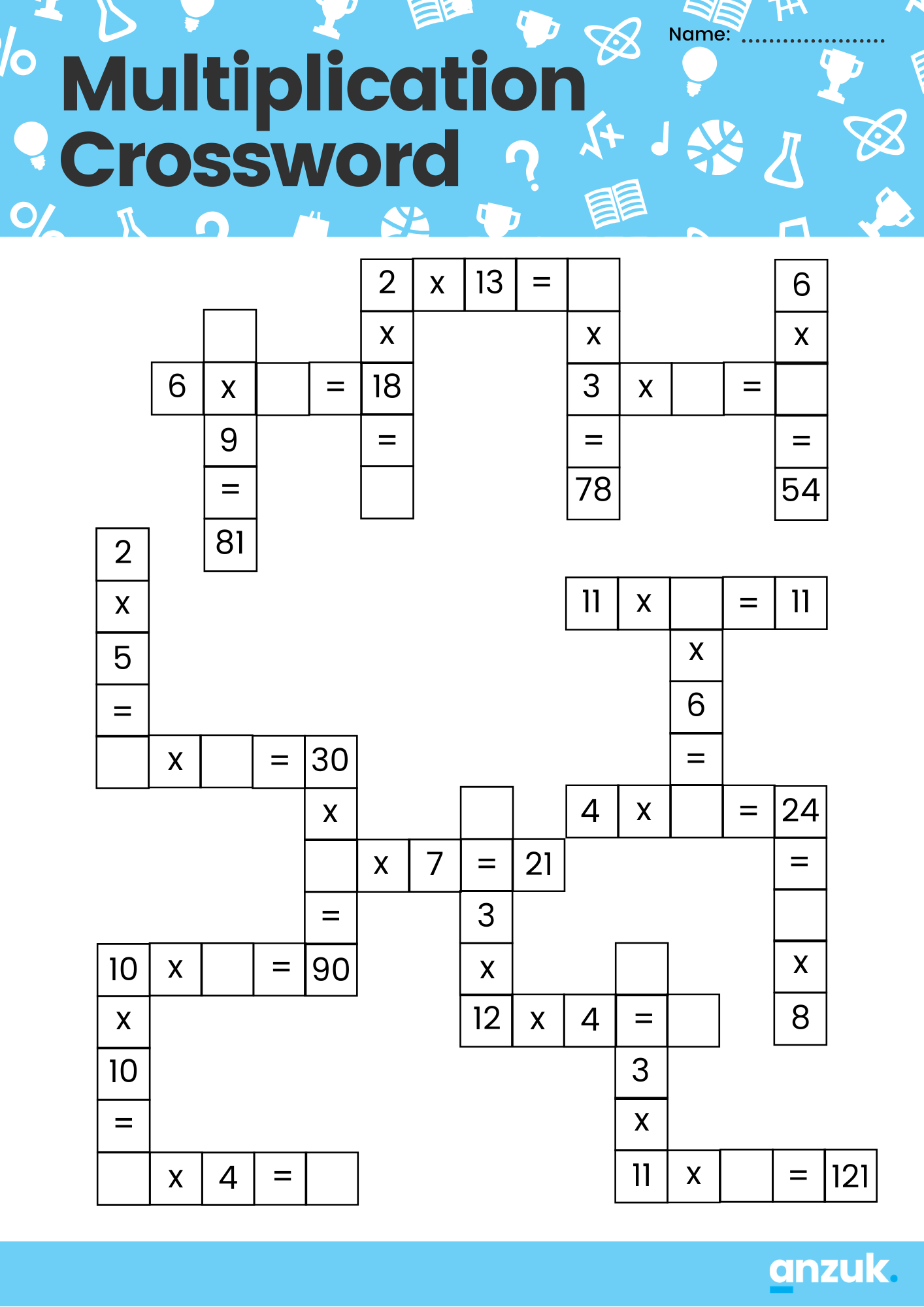 Multiplication Crossword