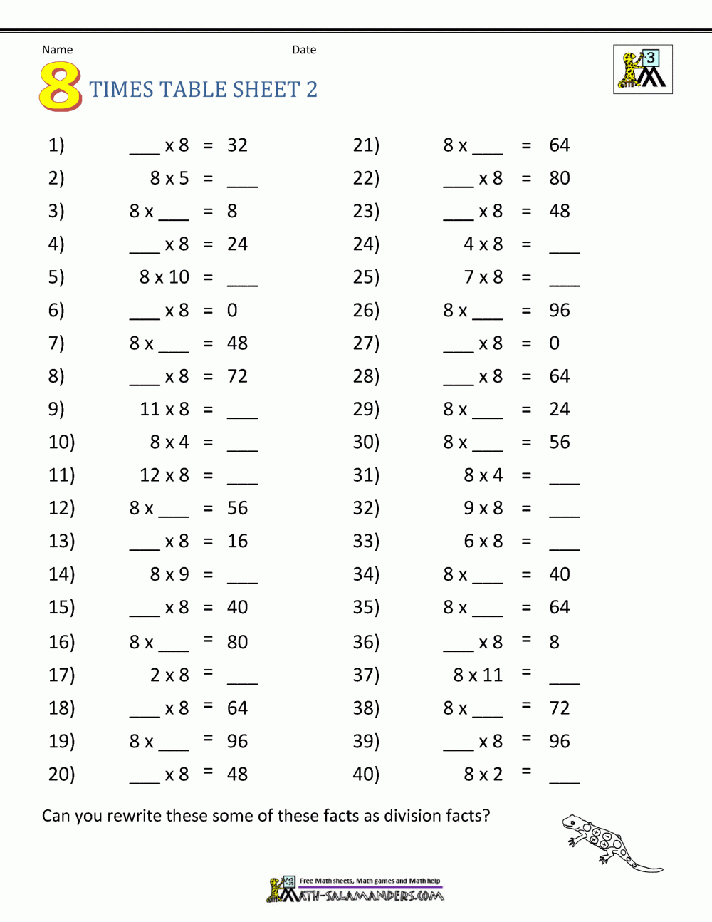 Printable Worksheets For 3rd Grade Math