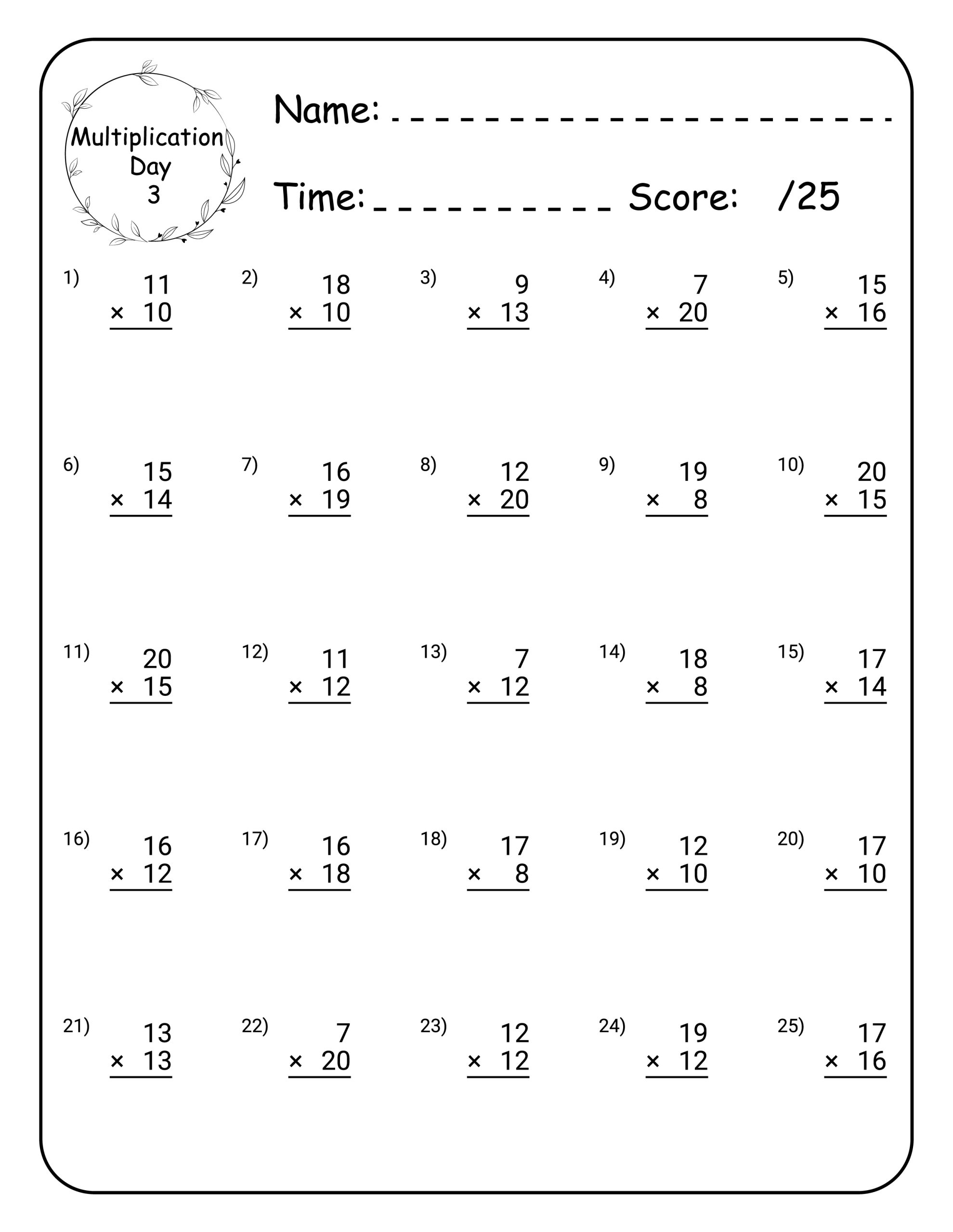 Multiplication Math Workbook For Grade 5 100 Practice Pages 100 