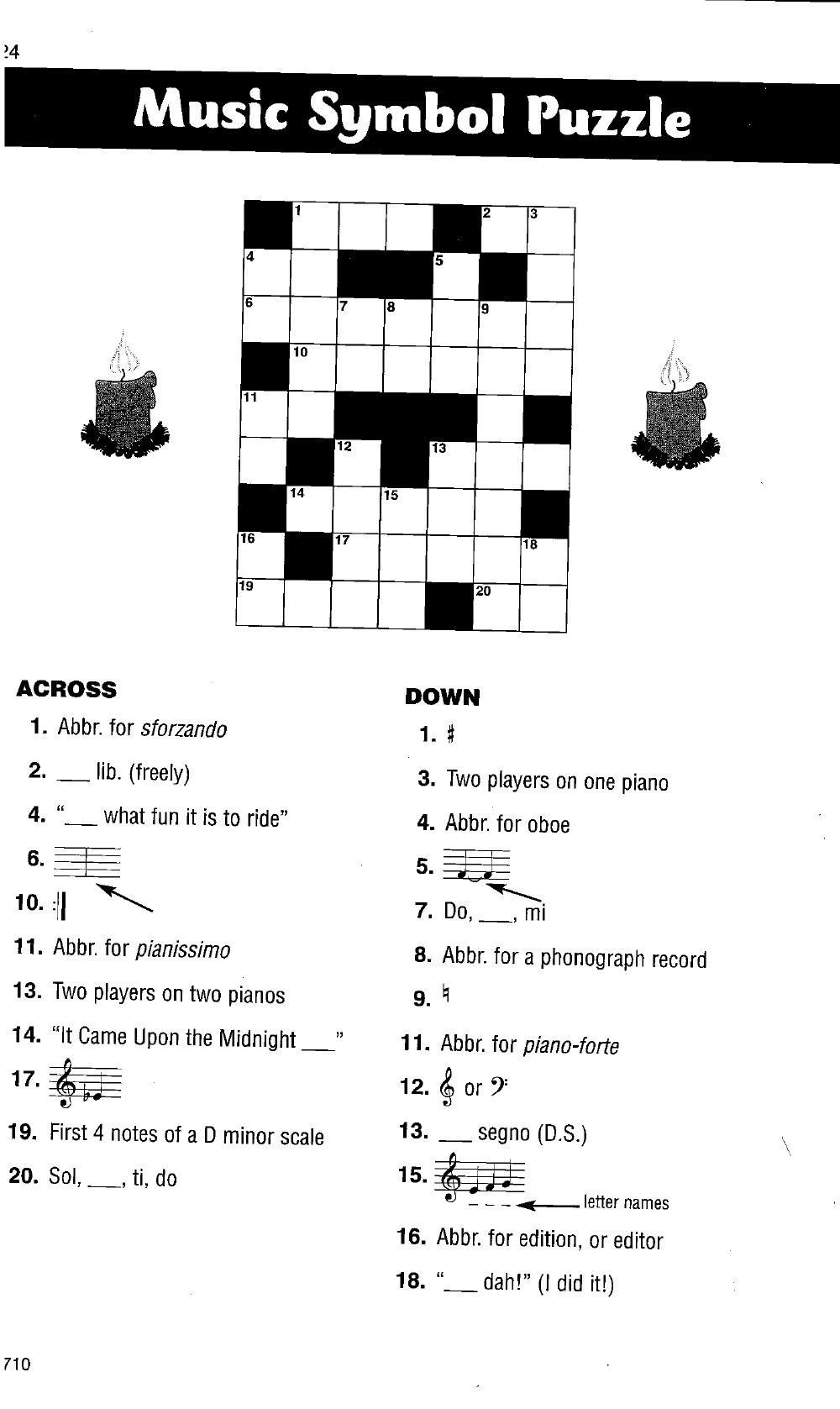 Music Crossword Puzzles And Games For Christmas J W Pepper 