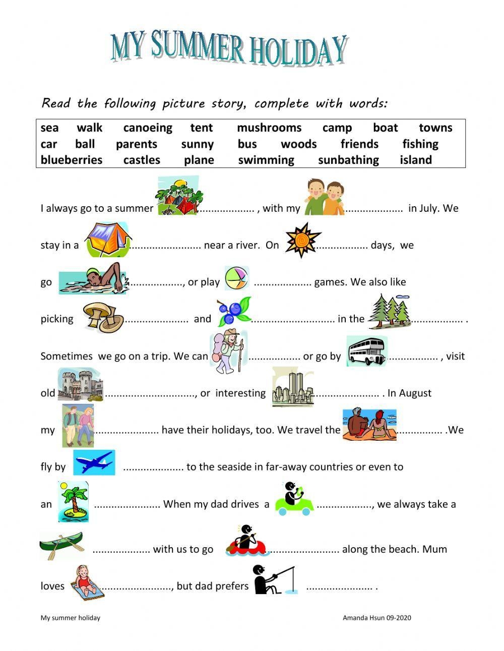 My Summer Holid Free Interactive Worksheets 365069