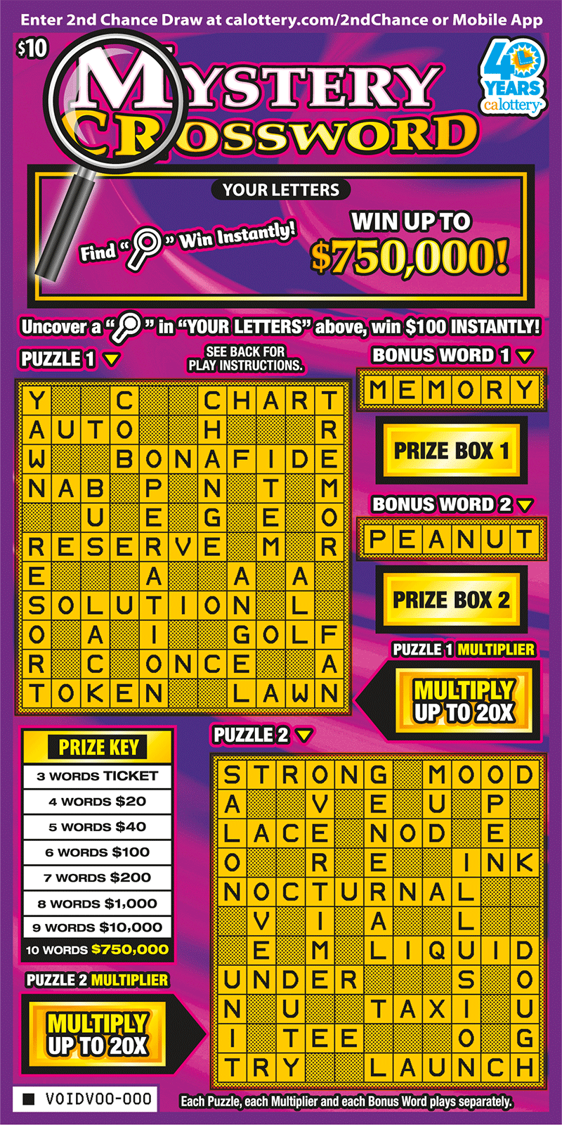 Mystery Crossword 1659 California State Lottery