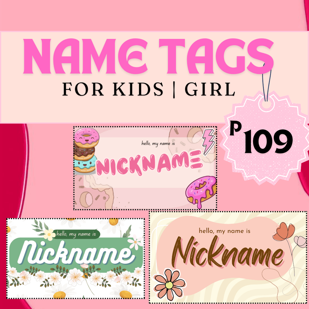 NAME TAG TEMPLATE For Kids Girl By Keeshia Raket PH