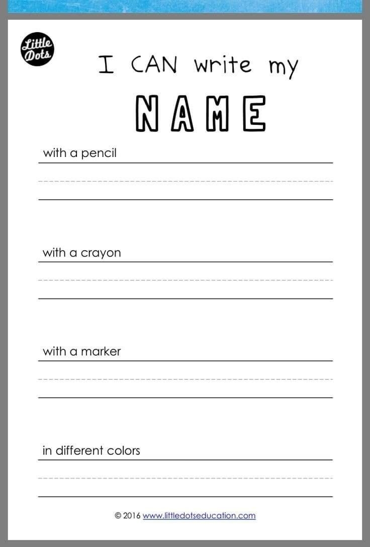 Name Writing Practice For Preschoolers