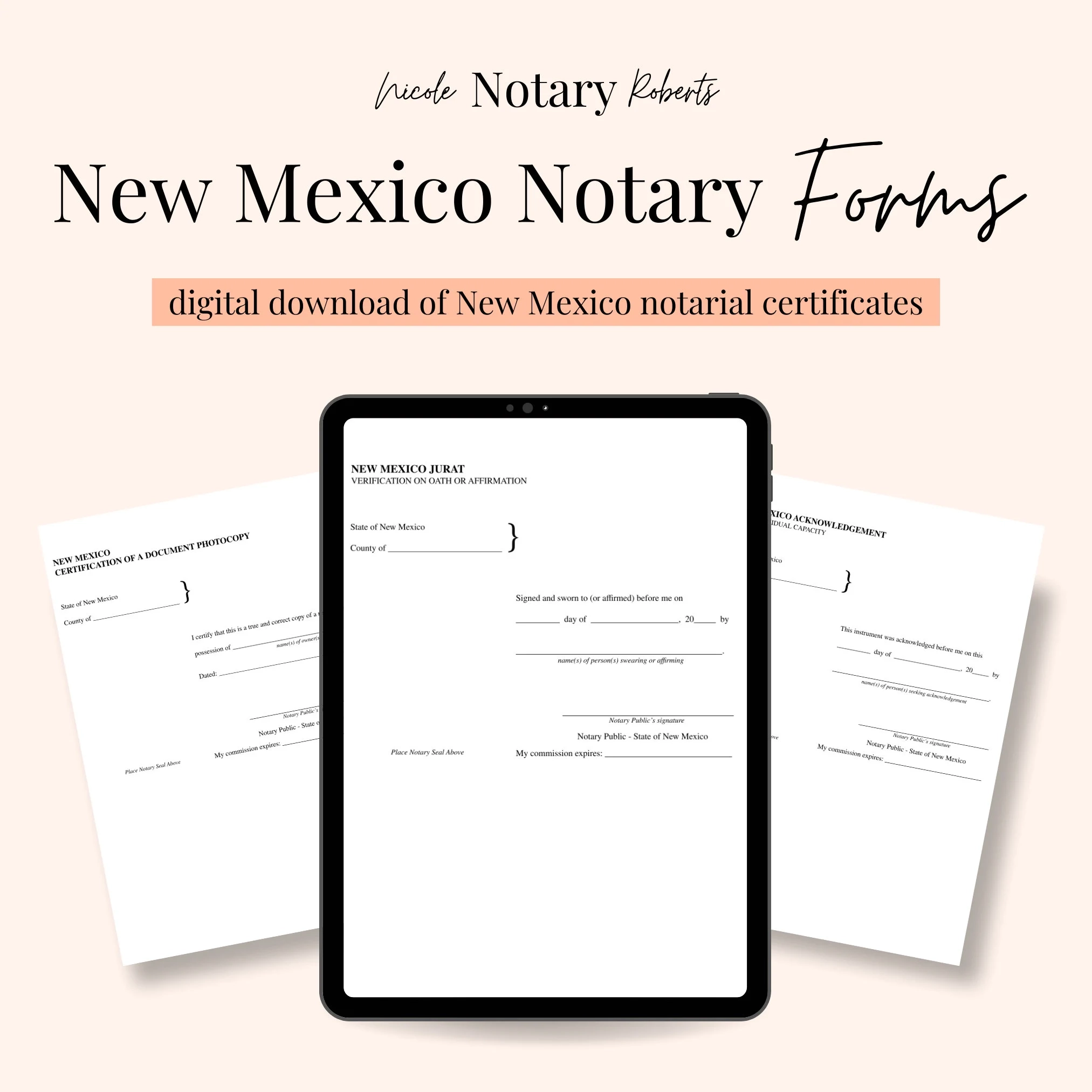 NEW MEXICO Jurat Acknowledgment amp Certified Photocopy Forms For 