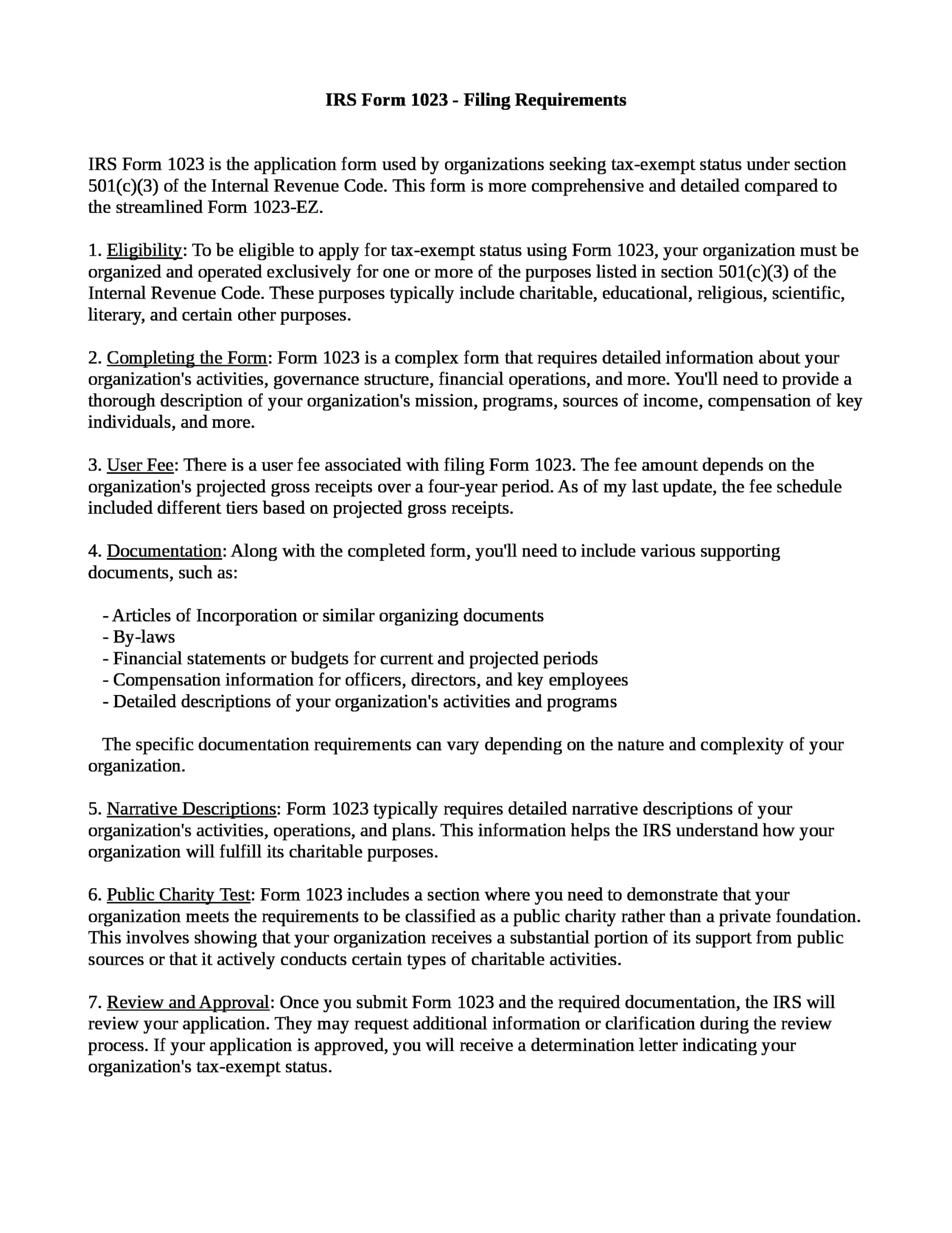 Irs Form 1023