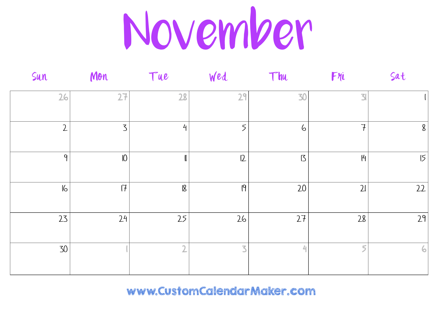 November 2025 Printable Calendar 23 Free Templates PDF 