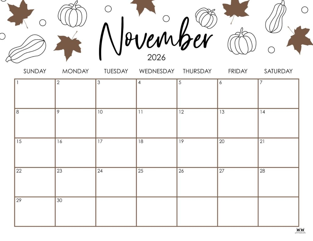November 2026 Menu Calendar Printable