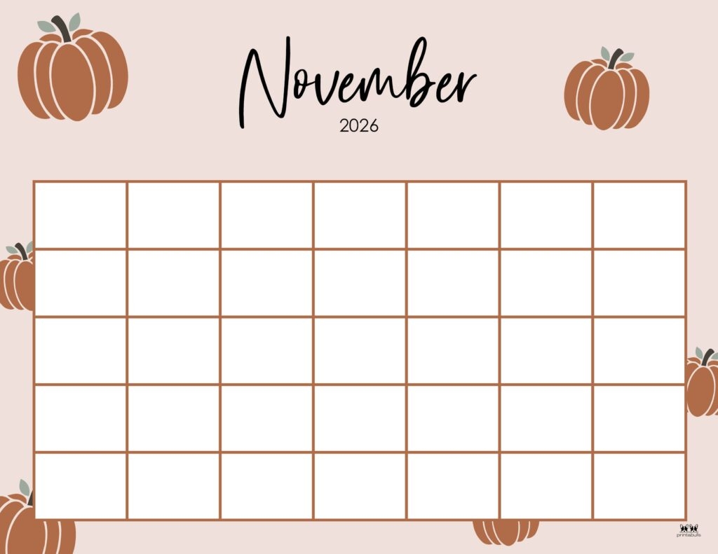Blank Printable November Calendar 2026