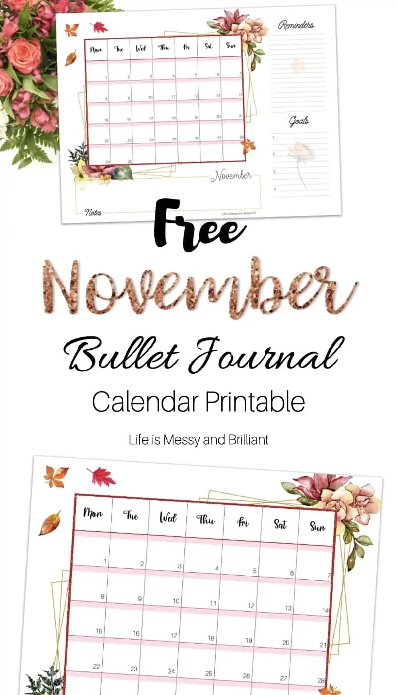 November Calendar Printable November Bullet Journal Calendar November Calendar Printable November Bullet Journal Calendar
