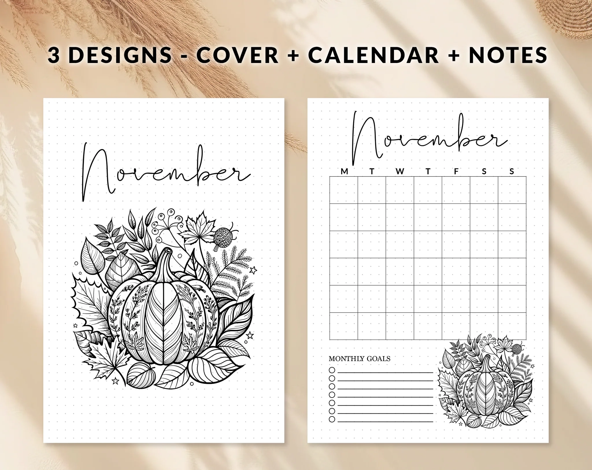November Journal Cover Calendar And Notes Pages Set Caf Latte November Journal Cover Calendar And Notes Pages Set Caf Latte