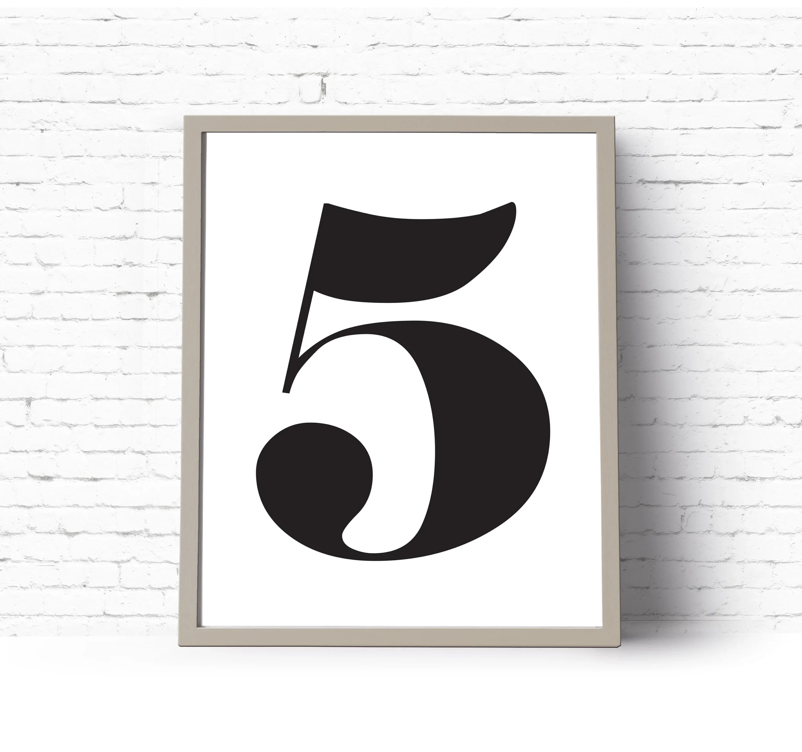 Number 5 Print Instant Download Printable Art Typography 