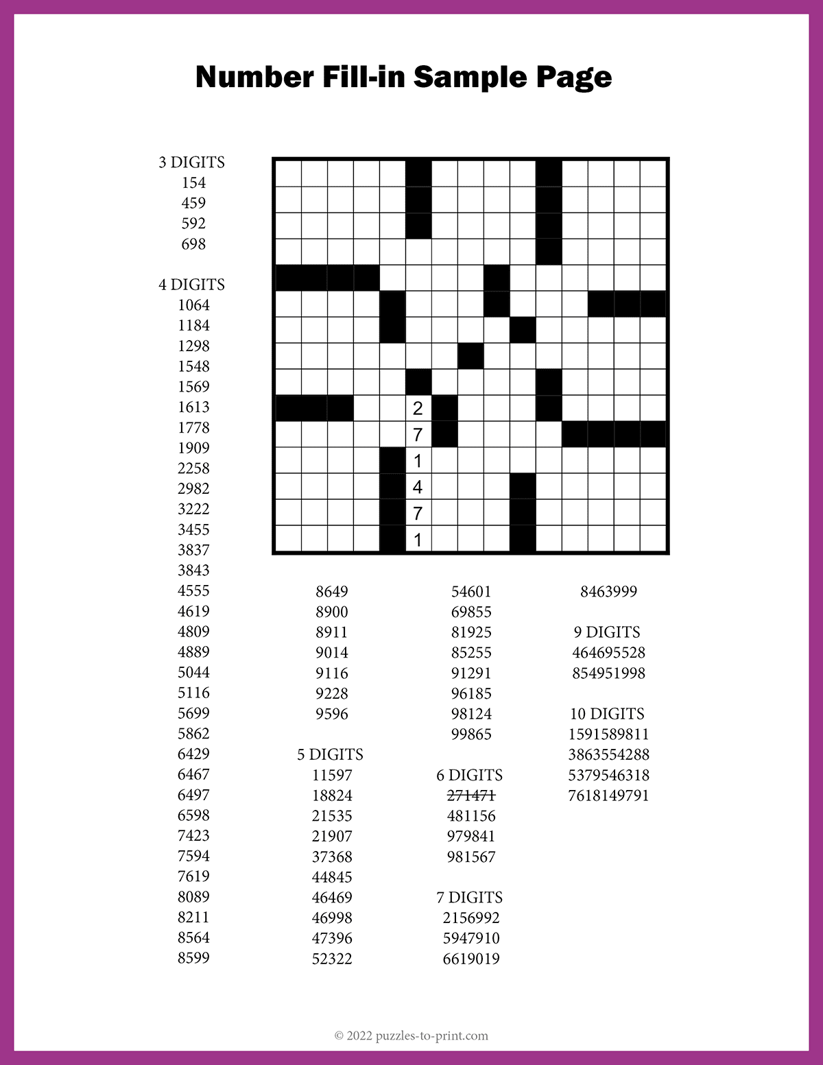 Printable Fill In Puzzle