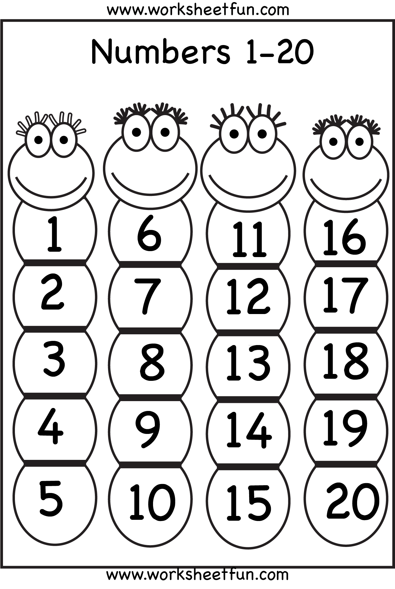 Numbers 1 To 20 Kindergarten Math Writing Worksheet 