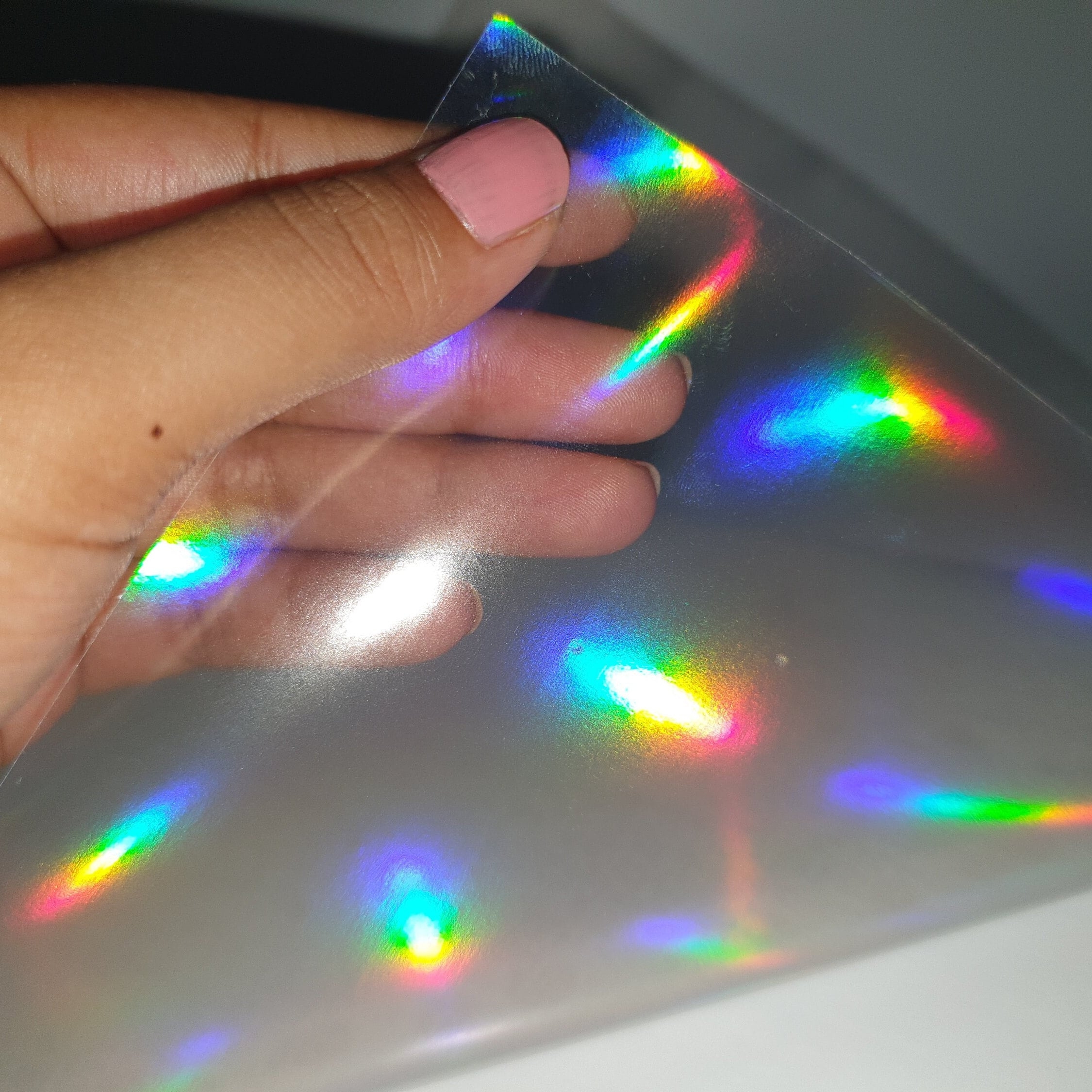 Oil Slick Rainbow Holographic Transparent Self Adhesive Overlay 