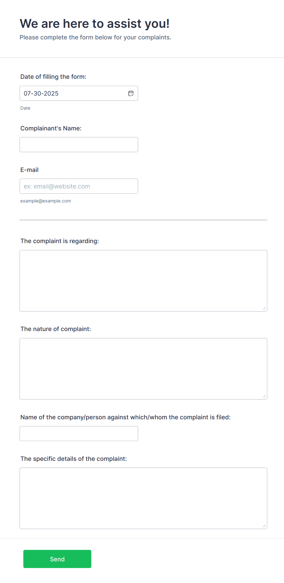 Online Complaint Form Template Jotform