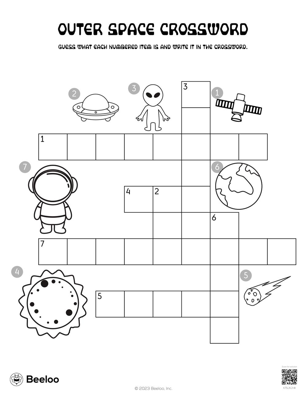 Outer Space Crossword Beeloo Printable Crafts And Activities For 