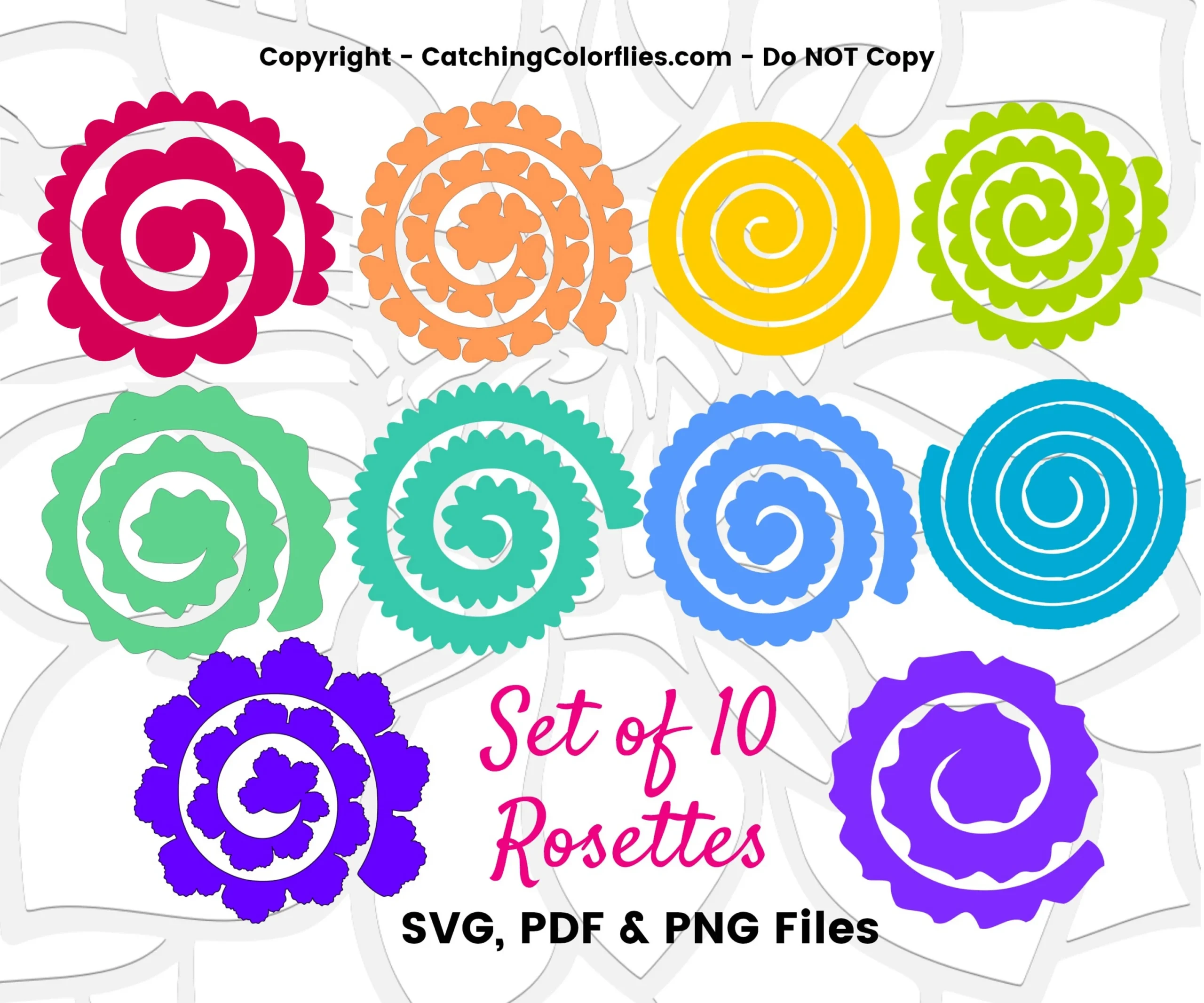 Paper Flower Rolled Rosette Templates Printable PDF Rolled 