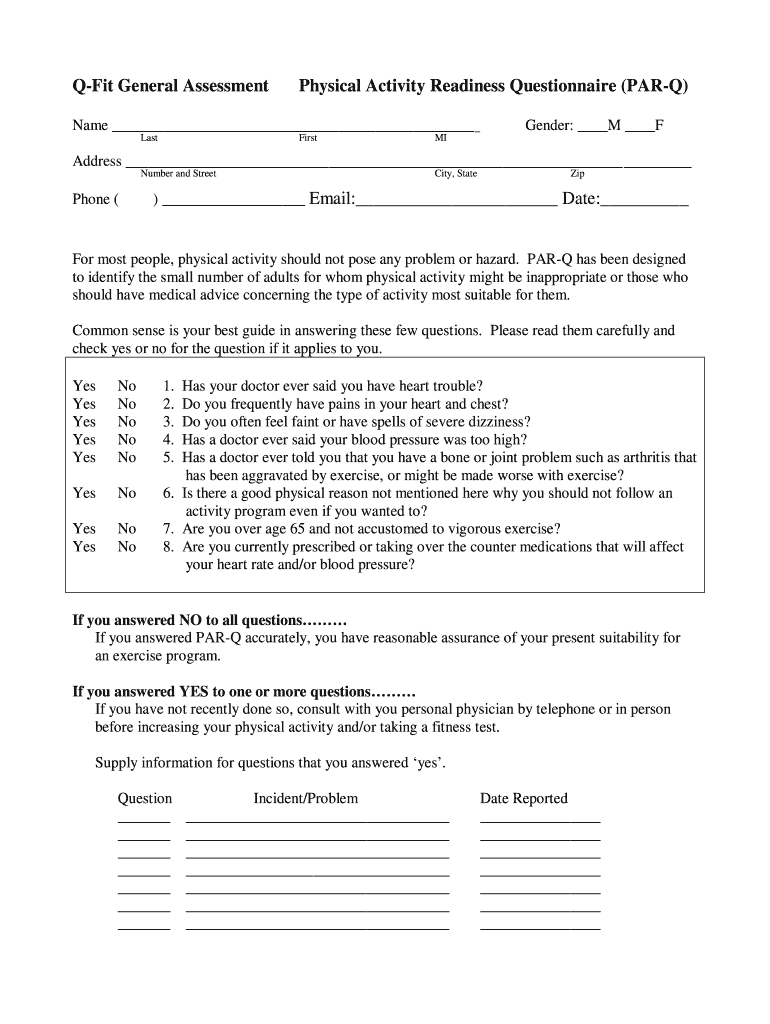 Par Q Form For Gym