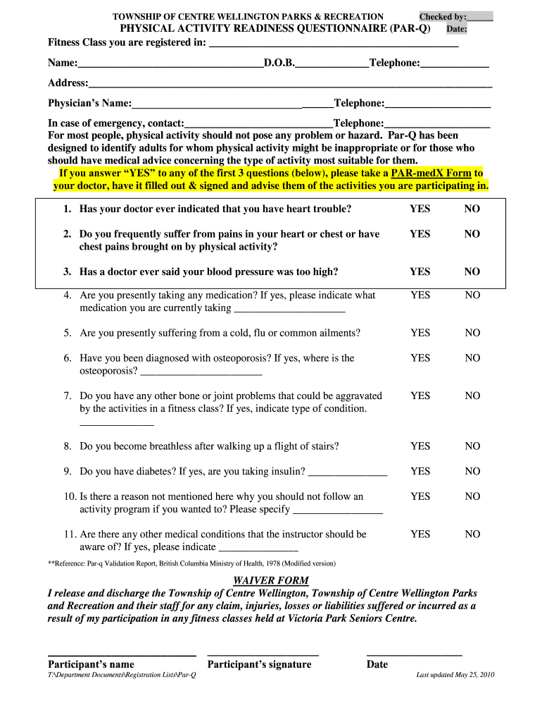 Par Q Form Download