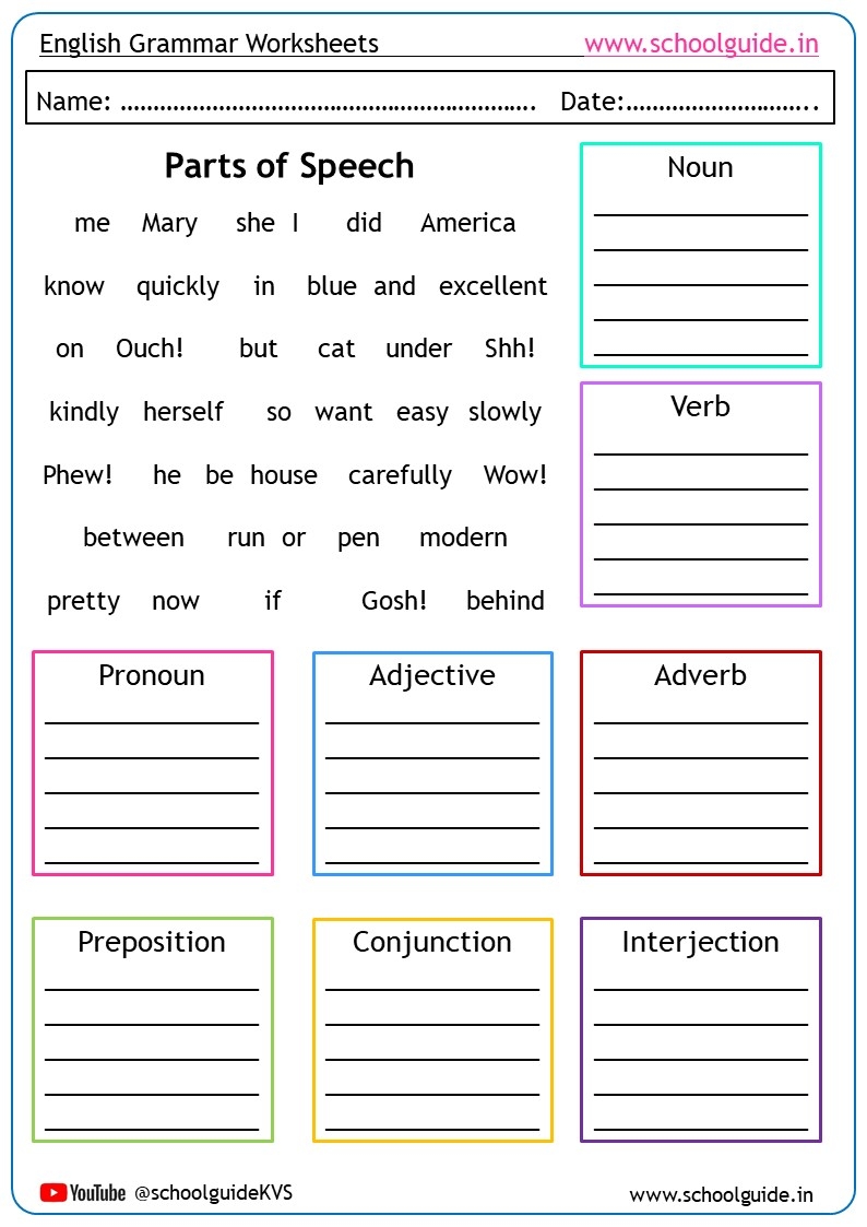 6th Grade Free Printable Worksheets English