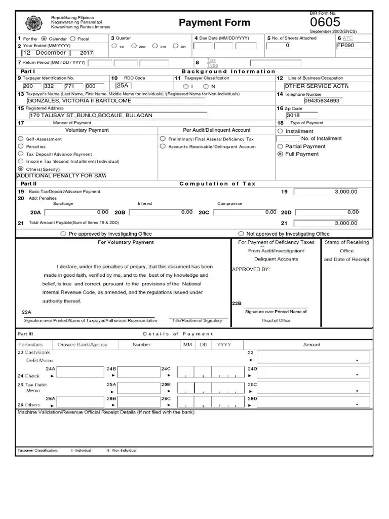 Payment Form 12 December PDF Taxpayer Taxes