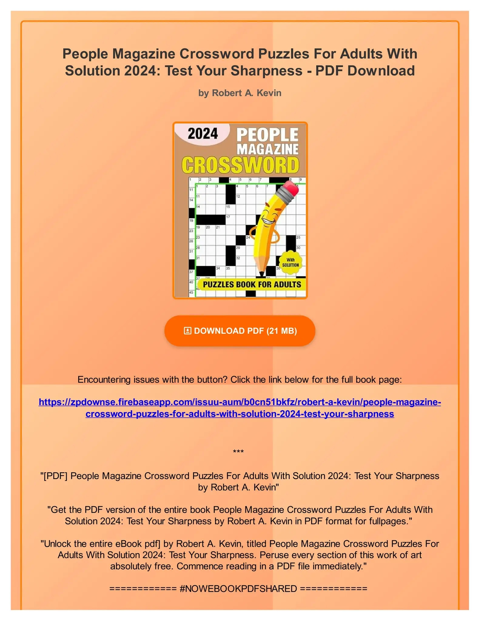 PDF People Magazine Crossword Puzzles For Adults With Solution 