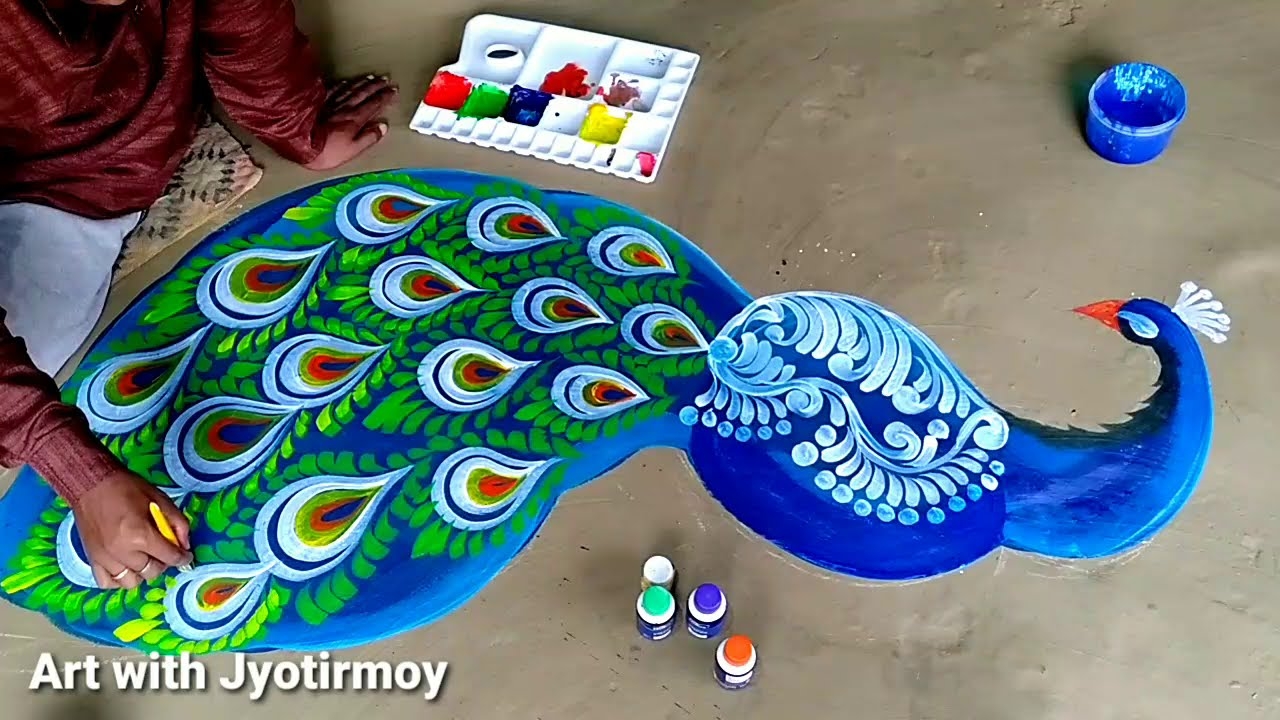 peacock alpona design how to draw peacock peacock rangoli 2020