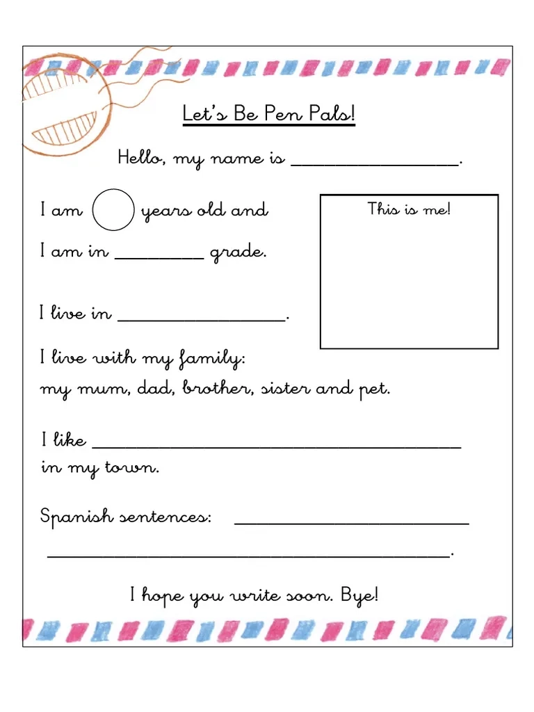 Free Printable Pen Pal Letter Template